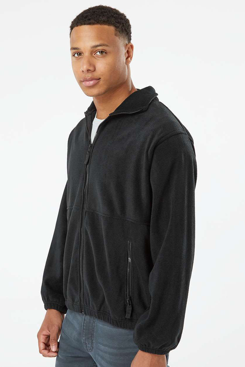 Burnside 3062 Mens Polar Fleece Full Zip Sweatshirt w/ Pockets Black Model Side