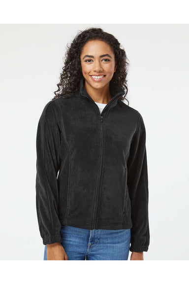 Burnside 5062 Womens Polar Fleece Full Zip Sweatshirt Black Model Front