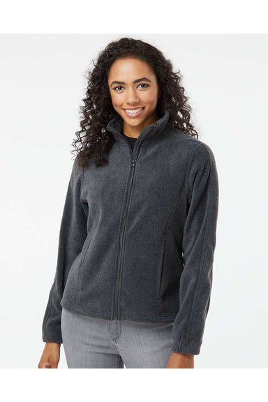 Burnside 5062 Womens Polar Fleece Full Zip Sweatshirt Heather Charcoal Grey Model Front