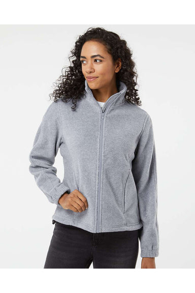 Burnside 5062 Womens Polar Fleece Full Zip Sweatshirt Heather Grey Model Front