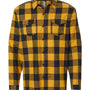 Burnside Mens Flannel Long Sleeve Button Down Shirt w/ Double Pockets - Gold/Black