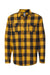 Burnside 8210 Mens Flannel Long Sleeve Button Down Shirt w/ Double Pockets Gold/Black Flat Front