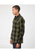 Burnside 8219 Mens Plaid Flannel Long Sleeve Snap Down Shirt w/ Double Pockets Army Green/Black Model Side