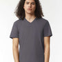 American Apparel Mens CVC Short Sleeve V-Neck T-Shirt - Heather Charcoal Grey