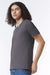 American Apparel 2006CVC Mens CVC Short Sleeve V-Neck T-Shirt Heather Charcoal Grey Model Side