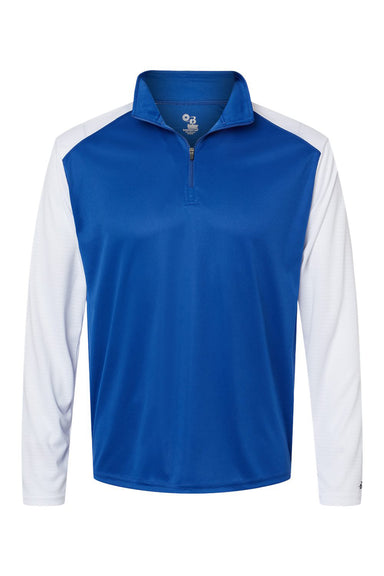 Badger 4231 Mens Breakout Moisture Wicking 1/4 Zip Pullover Royal Blue/White Flat Front