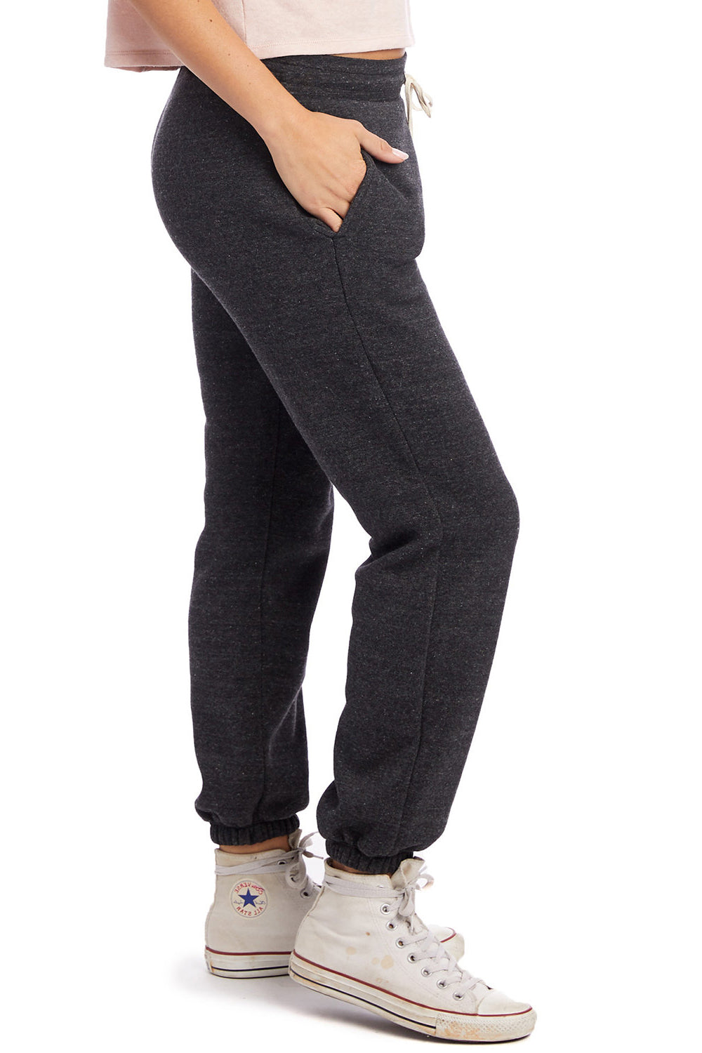 Alternative 9902F2 Womens Eco Classic Sweatpants w/ Pockets Black Model Side