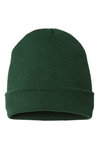 Cap America Hats TKN24 Unisex USA Made Cuffed Knit Beanie Forest Green Flat Front