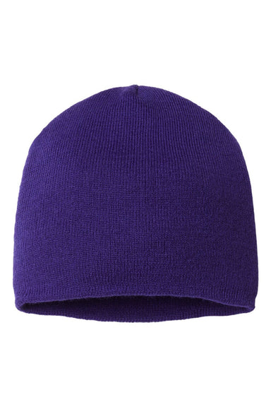 Cap America Hats TKN28 Unisex USA Made Cuffed Knit Beanie Purple Flat Front