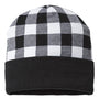 Cap America Hats Unisex USA Made Plaid Beanie - White/Black - Closeout