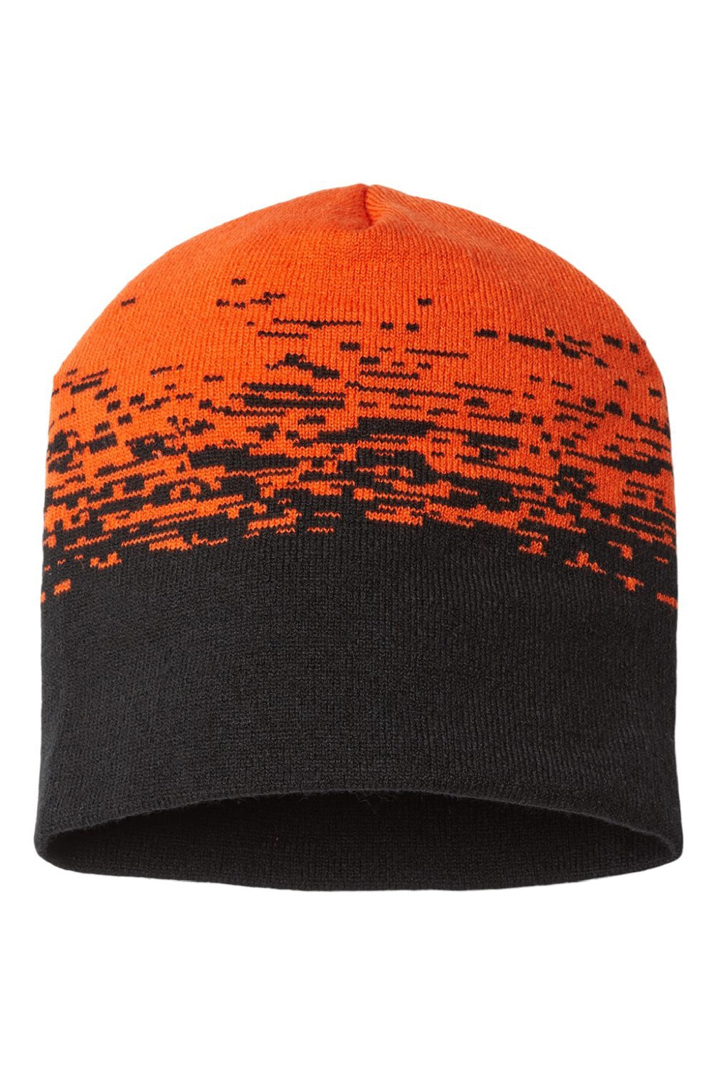 Cap America Hats RKS9 Unisex USA Made Static Beanie Black/Deep Orange Flat Front