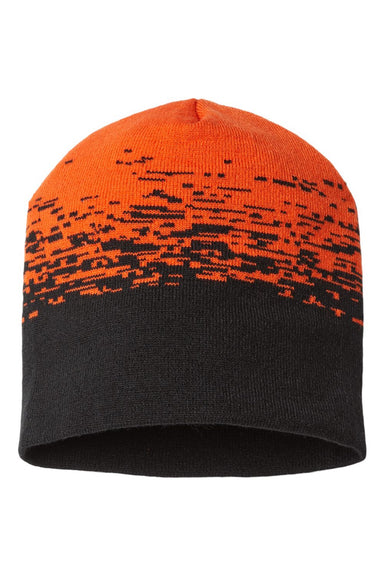 Cap America Hats RKS9 Unisex USA Made Static Beanie Black/Deep Orange Flat Front