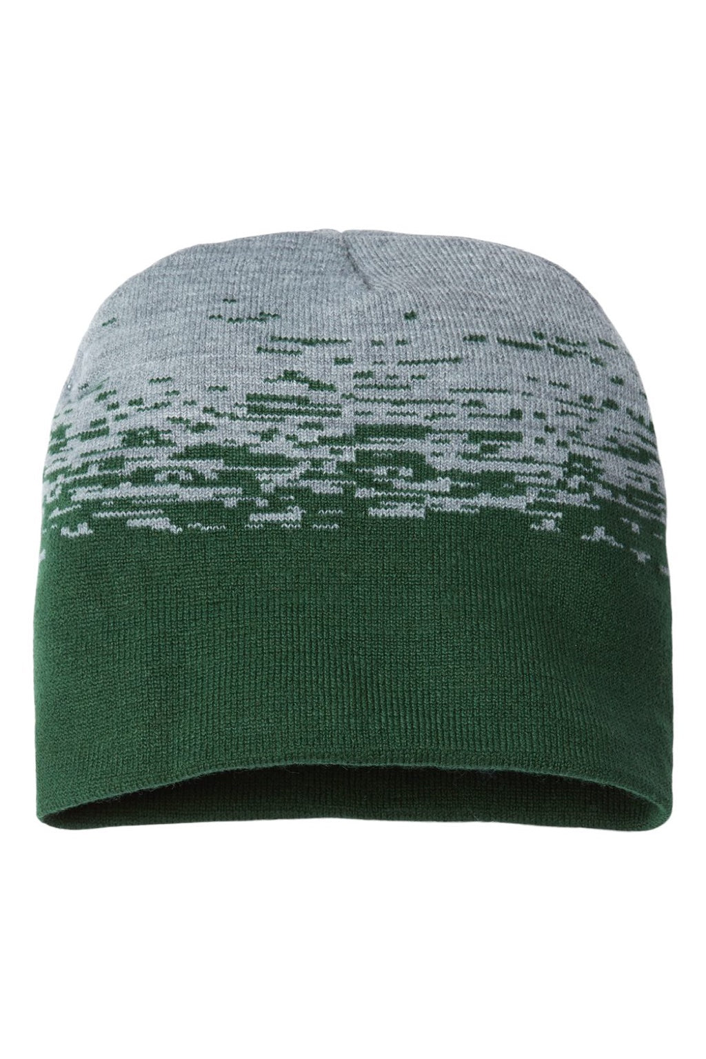 Cap America Hats RKS9 Unisex USA Made Static Beanie Forest Green/Heather Grey Flat Front