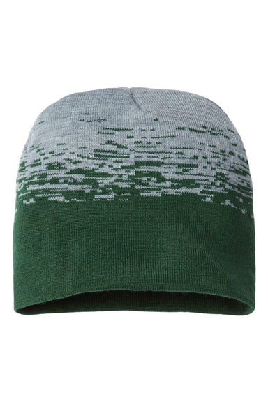 Cap America Hats RKS9 Unisex USA Made Static Beanie Forest Green/Heather Grey Flat Front