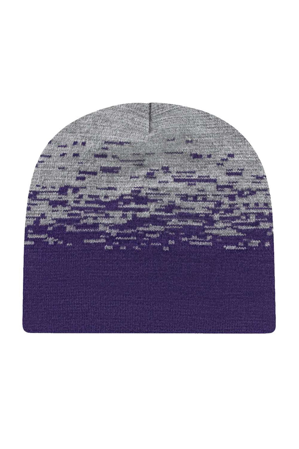 Cap America Hats RKS9 Unisex USA Made Static Beanie Purple/Heather Grey Flat Front