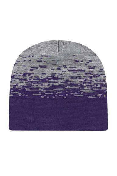 Cap America Hats RKS9 Unisex USA Made Static Beanie Purple/Heather Grey Flat Front