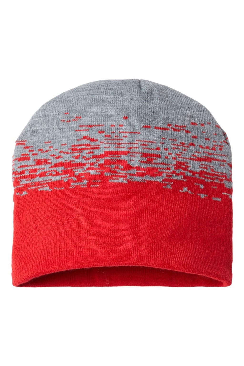 Cap America Hats RKS9 Unisex USA Made Static Beanie True Red/Heather Grey Flat Front