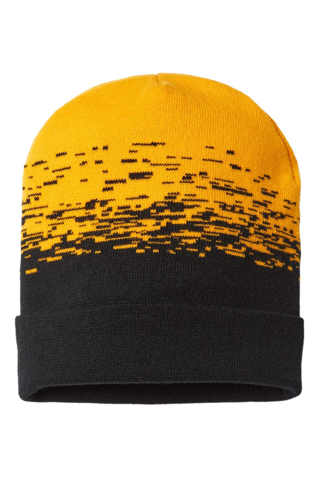 Cap America Hats RKS12 Unisex USA Made Static Cuffed Beanie Black/Gold Flat Front