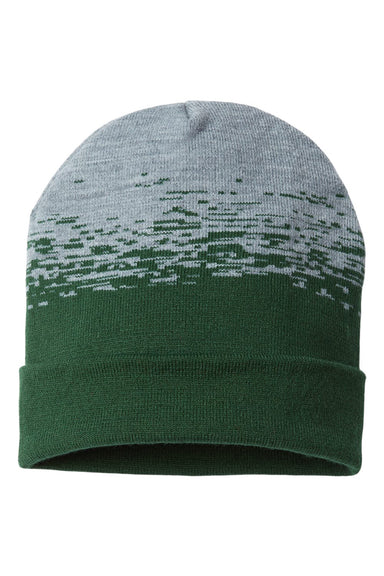 Cap America RKS12 Mens USA Made Static Cuffed Beanie Forest Green/Heather Grey Flat Front