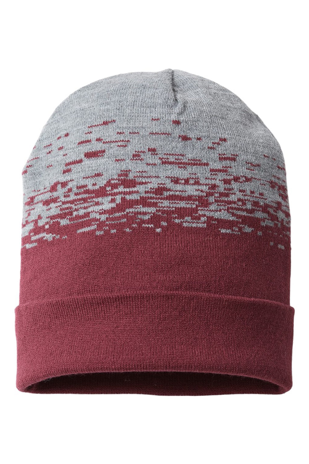 Cap America Hats RKS12 Unisex USA Made Static Cuffed Beanie Maroon/Heather Grey Flat Front