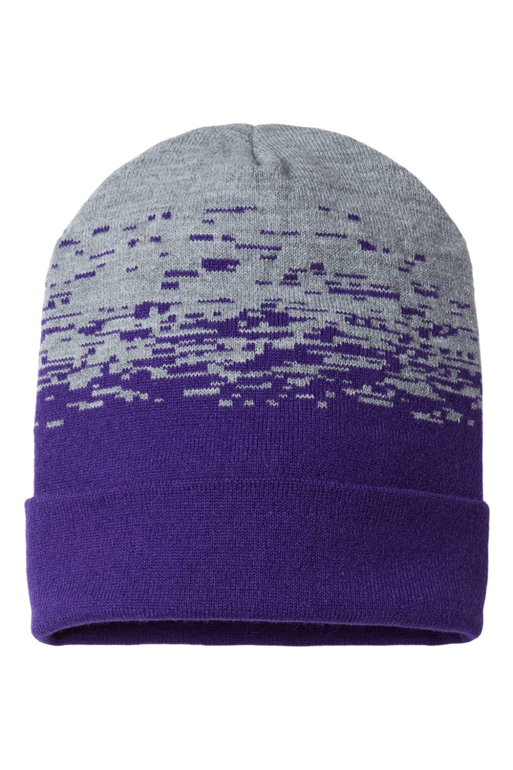Cap America Hats RKS12 Unisex USA Made Static Cuffed Beanie Purple/Heather Grey Flat Front