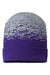 Cap America Hats RKS12 Unisex USA Made Static Cuffed Beanie Purple/Heather Grey Flat Front