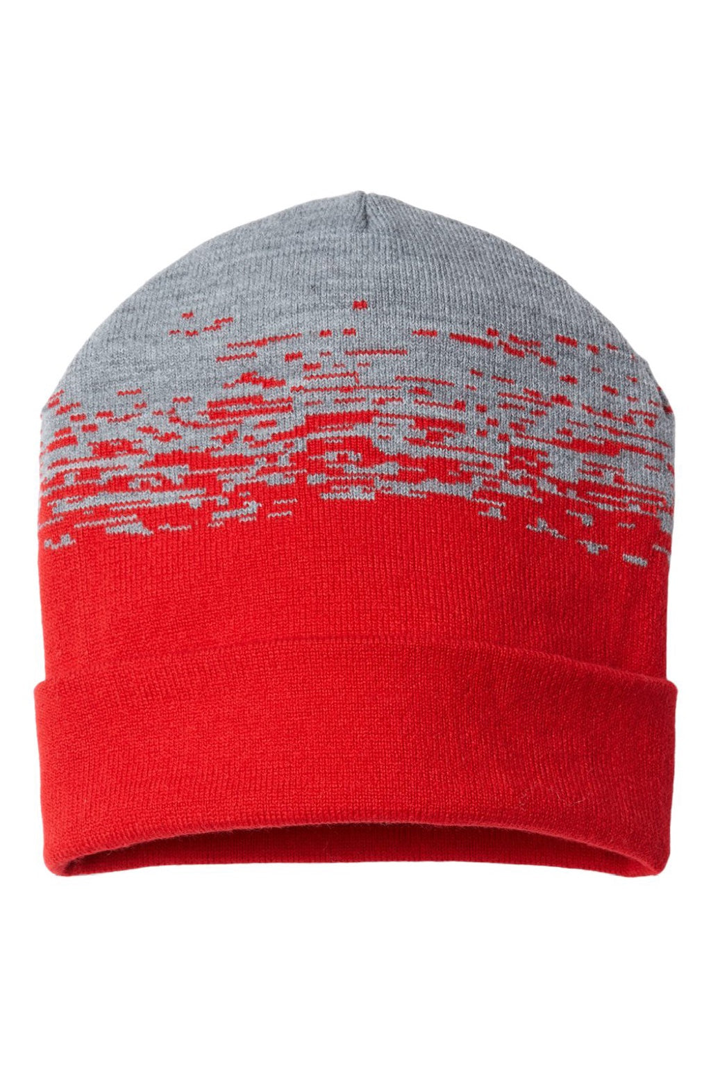 Cap America Hats RKS12 Unisex USA Made Static Cuffed Beanie True Red/Heather Grey Flat Front