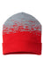 Cap America Hats RKS12 Unisex USA Made Static Cuffed Beanie True Red/Heather Grey Flat Front