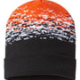 Cap America Hats Unisex USA Made Static Cuffed Beanie - Black/White/Deep Orange - Closeout