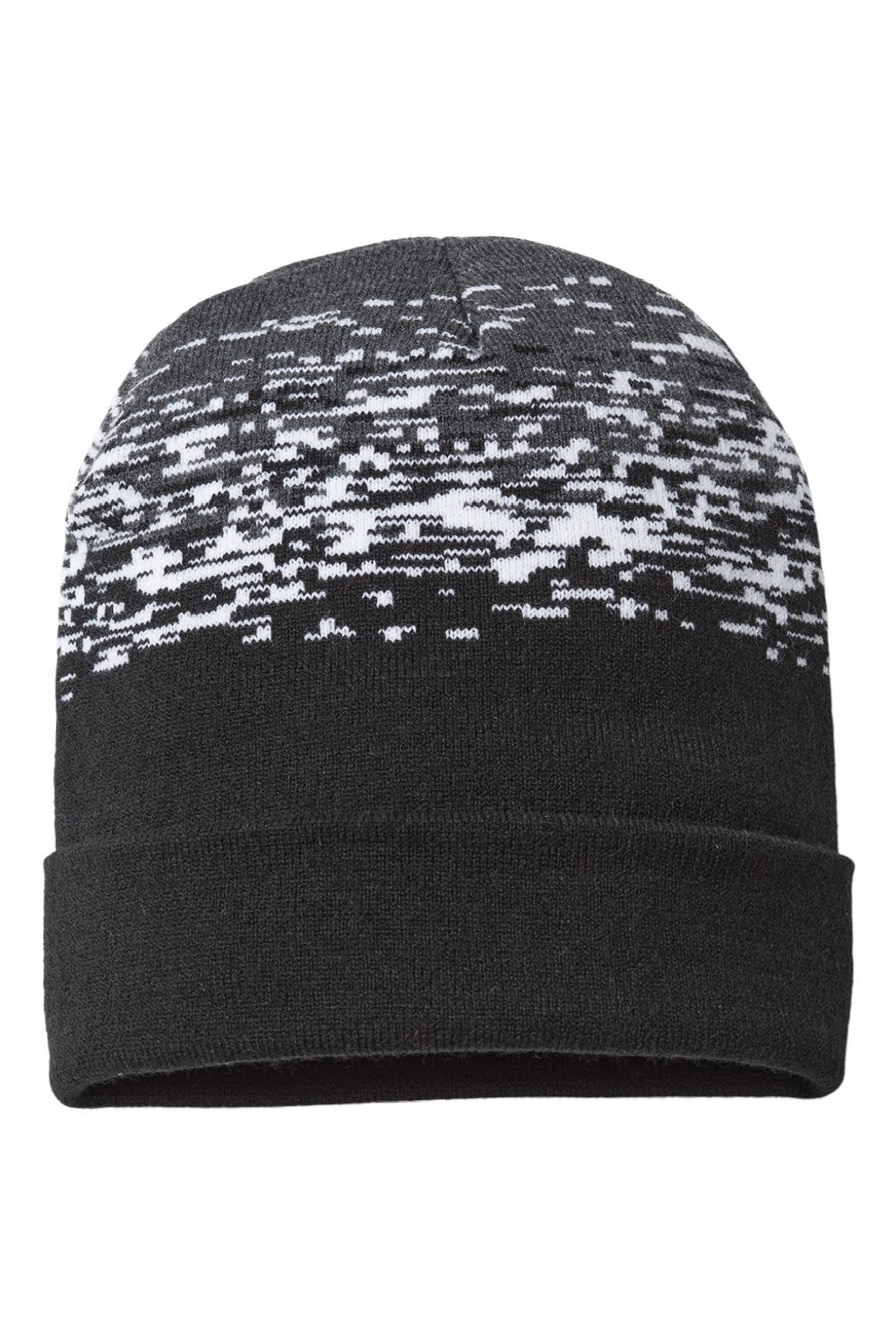 Cap America Hats RKS12 Unisex USA Made Static Cuffed Beanie Black/White/Heather Grey Flat Front