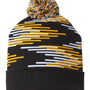 Cap America Hats Unisex USA Made Bar Beanie - Black/Gold/White - Closeout