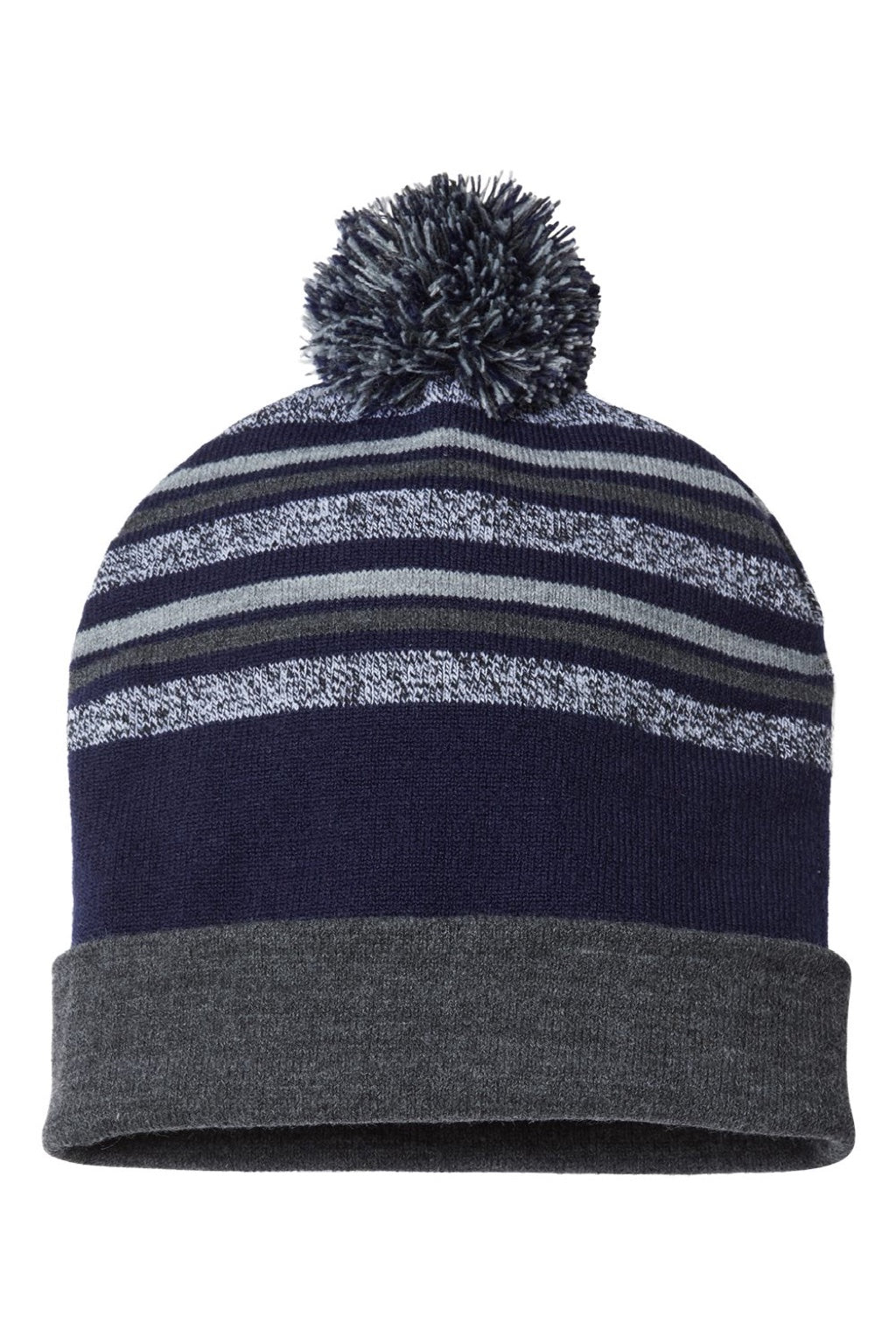 Cap America Hats RKL12 Unisex USA Made Striped Beanie True Navy Blue Flat Front