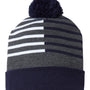 Cap America Hats Unisex USA Made Half Color Beanie - True Navy Blue/White - Closeout