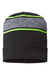 Cap America Hats RKV12 Unisex USA Made Variegated Striped Cuffed Beanie Black/Neon Yellow Flat Front