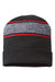 Cap America RKV12 Mens USA Made Variegated Striped Cuffed Beanie Black/True Red Flat Front