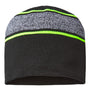 Cap America Mens USA Made Variegated Striped Beanie - Black/Neon Yellow - NEW