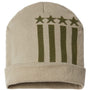 Cap America Hats Unisex USA Made Patriotic Cuffed Beanie - Khaki/Olive Stars - Closeout