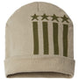 Cap America Mens USA Made Patriotic Cuffed Beanie - Khaki/Olive Stars - NEW