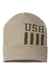Cap America Hats RK12 Unisex USA Made Patriotic Cuffed Beanie Khaki/Olive USA Flat Front