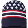 Cap America Mens USA Made Patriotic Cuffed Beanie - Navy Flag - NEW