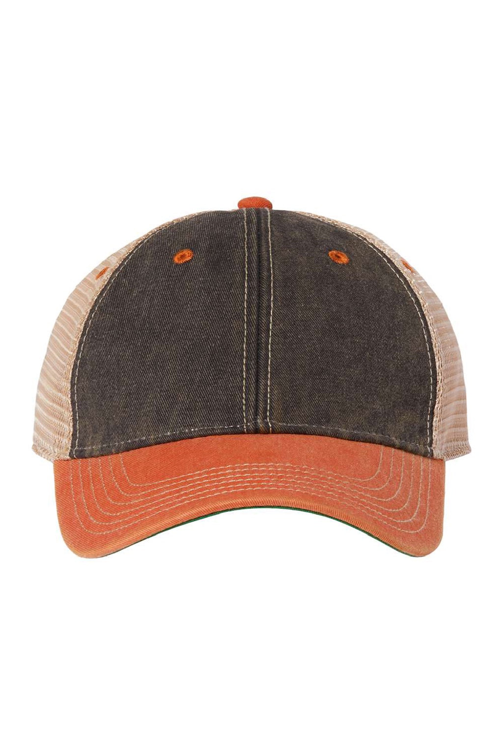 Legacy Hats OFA Mens Old Favorite Snapback Trucker Hat Black/Orange/Khaki Flat Front