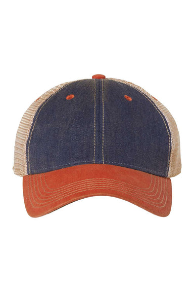 Legacy OFA Mens Old Favorite Trucker Hat Navy Blue/Orange/Khaki Flat Front