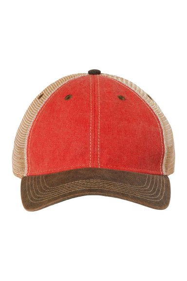 Legacy OFA Mens Old Favorite Trucker Hat Scarlet Red/Black/Khaki Flat Front