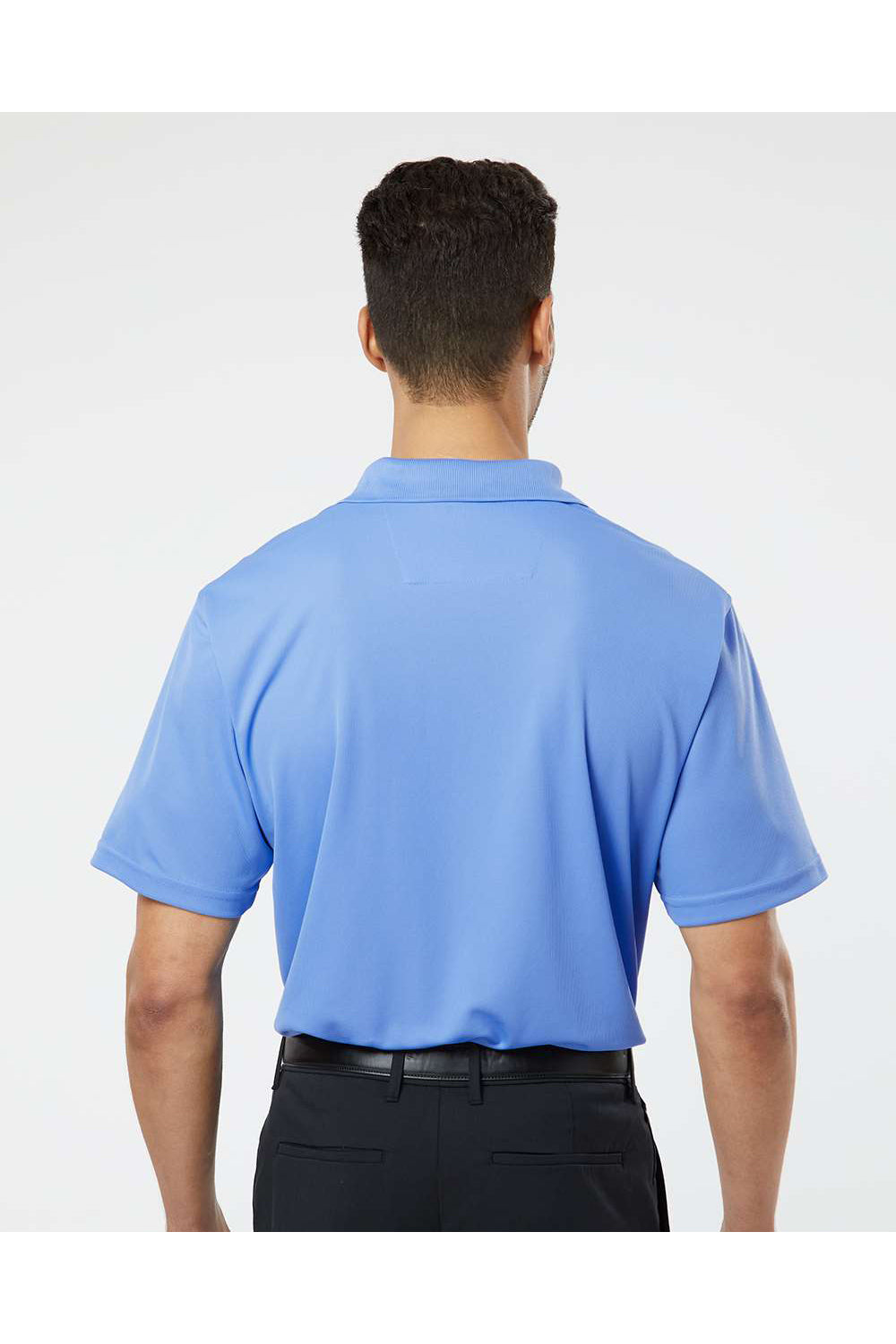 Paragon 100 Mens Saratoga Performance Mini Mesh Short Sleeve Polo Shirt Bimini Blue Model Back