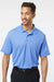 Paragon 100 Mens Saratoga Performance Moisture Wicking Mini Mesh Short Sleeve Polo Shirt Bimini Blue Model Front
