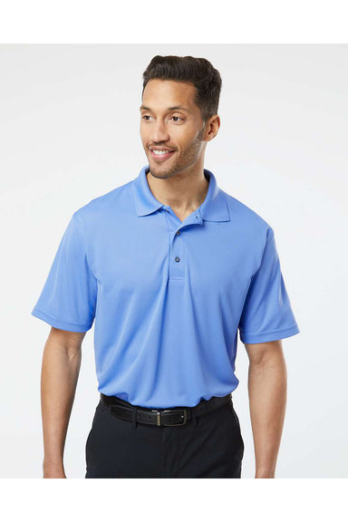 Paragon 100 Mens Saratoga Performance Mini Mesh Short Sleeve Polo Shirt Bimini Blue Model Front