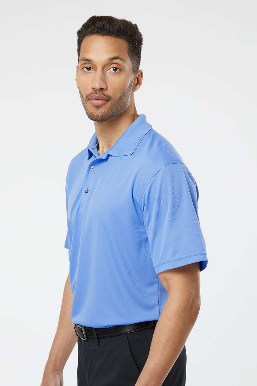 Paragon 100 Mens Saratoga Performance Moisture Wicking Mini Mesh Short Sleeve Polo Shirt Bimini Blue Model Side
