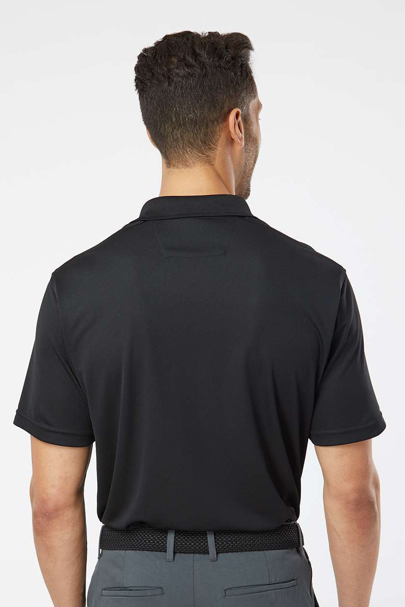Paragon 100 Mens Saratoga Performance Moisture Wicking Mini Mesh Short Sleeve Polo Shirt Black Model Back