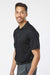 Paragon 100 Mens Saratoga Performance Moisture Wicking Mini Mesh Short Sleeve Polo Shirt Black Model Side