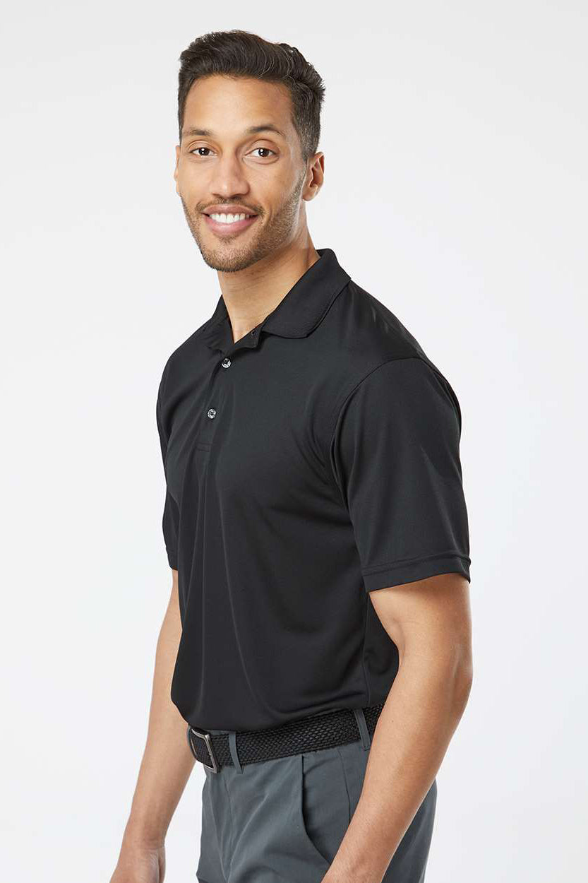 Paragon 100 Mens Saratoga Performance Moisture Wicking Mini Mesh Short Sleeve Polo Shirt Black Model Side